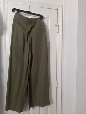 COS Wide Leg Olive Green LINEN Trousers